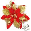 GL-Turelifes GL-Turelfies, 12 fiori di Natale glitterati (15 cm) con 12 clip artificiali, decorazioni per albero di Natale