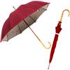 Le Monde du Parapluie - Grande ombrello da donna - baldacchino a doppio strato - manico in legno - motivo triangolare, Colore: rosso, Classico
