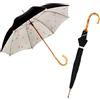Le Monde du Parapluie - Ombrello da donna grande - Baldacchino a doppio strato - Manico in legno - motivi triangolari, Nero, Classic
