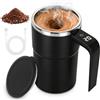 FENYW Tazza Da Caffè Automatica, 380 Ml Miscelatore Elettrico Ricaricabile, Tazza Per Miscelatore Elettrico Con Display LCD, Con Coperchio, Per Latte Cacao Cioccolato Caldo E Bevande(nero)