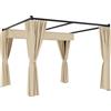Outsunny Gazebo Pergola 3x3m in Metallo con Tetto Retrattile in PA e Tende Laterali, Pergola da Giardino, Beige|Aosom