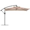 Outsunny Ombrellone a Braccio 3x3 m con Copertura Regolabile e Base a Croce, in Metallo e Poliestere, color Cachi