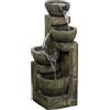 Outsunny Fontana da giardino con 4 vasche e pompa, portata regolabile pompa, per giardino, terrazza o balcone, 25 x 24 x 60 cm, Nero | Aosom Italy