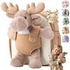 Moonkie Hug & Go Zainetto Bambina, Zaino Bambino Renna con Giochi Rimovibile, Zainetto Asilo Bambino 1 2 3 Anni, Zaini per Bambini in Peluche Morbide, con Cinturine Regolabili, Regali Bambini
