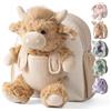 Moonkie Hug & Go Zainetto Bambina, Zaino Bambino Highland Cow con Giochi Rimovibile, Zainetto Asilo Bambino 1 2 3 Anni, Zaini per Bambini in Peluche Morbide, per Asilo, Viaggio & Regali Bambini