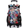 Amythe Zaino Trolley Scuola per Ragazzi, Zaini con Carrello Rimovibile Moda per Ragazzo, Impermeabile, per Laptop 15.6, 6 Ruote per Scuola Media, Superiore e Viaggi