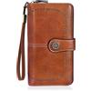 HUA ANGEL Donna Lunga Clutch Portafoglio Grande Capacità Cerniera Portamonete Borsa per Cellulare Pelle PU Pochette da Polso con Multiple Slot per Schede Carte di Credito Contanti Fatture