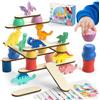 JAiiMen Montessori Dinosauri Giocattoli per Neonati 1 2 3 4 Anni - Giocattoli di apprendimento prescolare per ragazzi e ragazze dai 2 ai 4 anni - Dinosauri in legno per ordinare, impilare e bilanciare