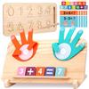 JAiiMen Giocattolo Montessori Educativo per Bambini 2-4 Anni - Tavola in Legno di Pino Doppia Faccia per Contare con Dita e Tracciare Numeri, Blocchi Colorati, Regalo Matematico per Bimbi di 1 3 5 Anni