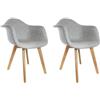 HOME DECO FACTORY The hd3094 Poltrona scandinavo Tessuto Legno + poliestere grigio 62 x 60,50 X 86 Cm - Set di 2