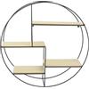 HOME DECO FACTORY Bois Metal Rotondo 50 x 10 x 50 cm Mobilier Mobile Etagere Armadio Exposition, MDF, Beige Nero, 80 x 12 x 80