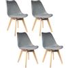 HOME DECO FACTORY THE Set di 4 coprisedili scandinavi in PP Imbottito Grigio Mobili Seduta Sedia da Tavolo Sedile, Soggiorno Sala da pranzo Entree Camera da letto, 58 x 81,6 x 48,8 cm