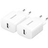 Intenso Power Adapter W5A - Confezione doppia, 5 W, per iPhone, Samsung Galaxy, Tablet, cuffie, Kindle, lettore e-book Tolino, colore: Bianco