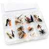 BestCity Assortimento di mosche per pesca a mosca senza ardiglione, per trote e cavedano, secche, bagnate e ninfe, misura 10-12, con scatola per mosche (20 pezzi)
