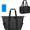 TOATELU Grande borsa termica da 15 l, con scatole frigo, pieghevole, riutilizzabile, per campeggio, picnic, trasporto alimentare, shopping (nero)