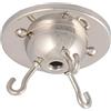 ElekTek Rosone da soffitto con 3 ganci per accessori di illuminazione sospesi, Pendenti, paralumi invertiti e lampadari - Finiture metalliche tradizionali Nichel
