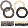 ARWIG 4 pezzi di scrunchies di seta | elastici per capelli in seta | scrunchies di raso | fasce elastiche per capelli | elastici per capelli | scrunchies per capelli da donna (nero, kaki, caffè, beige)