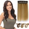 PARXITN Extension Clip in Hair One Piece 5 clip 40 cm dritte sintetiche per donne a 3/4 Full Head Mesh Layered Weft 1 ciocca per capelli biondo scuro misto con sbiancato