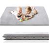 Favodormir Tappeto Gioco Bambini,Spessi Tappeto Gioco Neonato Imbottitura In Foam & Superficie Morbida,Base Antiscivolo,Facile Da Pulire,Tappeto Tummy Time Per Cameretta Recinto,150cm x180cm,Grigio