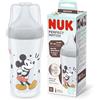 NUK Biberon Perfect Match | 3+ Mesi | Si adatta al palato del bambino | Controllo della temperatura | Sfiato anti-colica | 260 ml | Senza BPA | Tettarella media in silicone | Disney Topolino [Grigio]