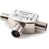 NANYI - Accoppiatore coassiale aereo femmina a due TV maschio, presa per connettore tipo T / F per adattatore antenna coassiale RF, nichelatura-1 confezione