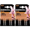Duracell 8X Duracell AAA Plus Alcalina (2 Blister Da 4 Batterie) 8 Pile Mini Stilo