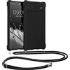 kwmobile Custodia Compatibile con Google Pixel 6a Cover - Back Case in Silicone TPU - Protezione Smartphone con Cordino - nero