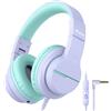 iClever HS19 Cuffie per Bambini Sopra l'Orecchio, Cuffie per Bambini Stereo HD con Microfono, Limitatore di Volume 85/94dB, Funzione di Condivisione, Cuffie Pieghevoli per Scuola/PC/Kindle