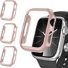iVoler 3 Pezzi Cover Rigida PC per Apple Watch Series 9 8 7 45mm (Senza Pellicola Protettiva), Ultra Sottile Custodia Antiurto e Anti-Graffio Bumper Case, Rosa