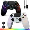 CHENGDAO Controller per PS4, Controller Senza Fili per PlayStation 4/Pro/Slim, Telecomando con Luce RGB Regolabile, Batteria da 1000mAh, Sensore di Movimento a 6 Assi, Vibrazione Doppia, Jack Audio da 3.5mm