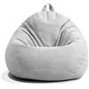 CEWROM Pouf a forma di goccia, per adulti, per interni, 100 x 120 cm, solo rivestimento (senza imbottitura), sacco da gioco, XL Giant Grey Bean Bag Chair per Outdoor Living Room Decor (grigio chiaro)