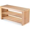 BAM BOO BOX Panca Scarpiera da Ingresso con Seduta e 2 Ripiani in Bambù - Scarpiera Ingresso 90x33x43cm, Porta Scarpe da Entrata in Legno, Raccogliscarpe Bassa e Lunga per Corridoio | Capacità 250kg