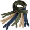 Aerzetix - Set di 6 Cerniere a Spirale N°5 75 cm Separabili con Cursore - Metallo, Nylon Poliestere - Cucitura e Riparazione creazioni Tessili - Colore Verde Militare, Latte al Cacao, Blu Granito