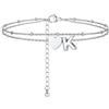 PROSTEEL A-Z Cavigliera a Doppio Strato Cavigliere Argento Cuore Iniziale Alfabeto Braccialetto Donna Resistente al Sudore e alla Corrosione 22+5 CM Cavigliere Ragazza