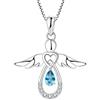 FJ Collana Angelo Custode Donna Argento 925 Collana con Ciondolo Marzo Pietra Portafortuna Acquamarina Gioielli Regalo per Donna