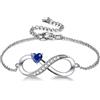 CERSLIMO Bracciale da donna con simbolo dell'infinito, in argento 925, oro rosa con rosso, blu, verde, cuore, zirconi, regalo per la festa della mamma, compleanno, San Valentino, per fidanzate, donne,