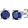 Kuzzoi Orecchini da uomo rotondi (6 mm) con zaffiro sintetico blu in argento sterling 925, orecchini da uomo, Argento sterling