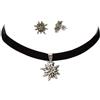 Heimatflüstern Set di gioielli girocollo in velluto e orecchini a perno con stella alpina strass - catena di gozzo elstico e aderente da donna, orecchini tradizionale per la camicetta, gioielli Oktoberfest (nero)