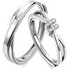 Bishilin Coppia di fedi nuziali, anelli di promessa per coppie, in argento 925, con cristalli, Adjustable, Argento sterling, Zirconia cubica