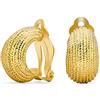 Bling Jewelry Nastro Scanalato Corda Cavo Striscia Ampia Mezzo Cerchio Cupola Gamberetti Stile Clip Su Orecchini Per Le Donne Non Forate Orecchie Tono Oro Placcato
