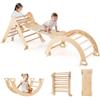 FANTASK Triangolo da arrampicata 4 in 1 con scivolo, arco da arrampicata, rampa a doppia faccia, struttura in legno per arrampicata, scivolo e altalena, montessori triangolo per i 3 anni (naturale)