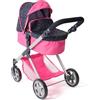 Bayer Chic 2000 Carrozzina 2 in 1 Mila - coriandoli rosa - manico regolabile in altezza 39-72 cm - struttura moderna - Bambole fino a 50 cm - 3-7 J
