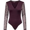 ONLY Onlsia V-Neck L/S Lace Body Acc, Winetasting, x_s Donna