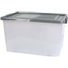 JE CHERCHE UNE IDEE Scatola Portaoggetti in Plastica con Ruote e Maniglie, 75 L, Coperchio Trasparente/Grigio