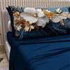 PETTI Artigiani Italiani - Lenzuola in Cotone con Federe in Stampa Digitale, Lenzuola Una Piazza e Mezza, Completo Letto Una Piazza e Mezza, Floreale 5 Blu Notte, 100% Made in Italy