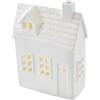 EMOS - Casetta a LED in ceramica con luce bianca calda, 1 batteria a bottone e timer - casa invernale a batteria, 1 CR2032 incluso nel prodotto - Timer per accensione automatica 6/18h - bianco