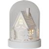 EGLO LED decorazione natalizia, silhouette natalizia casa, paesaggio | invernale con timer e illuminazione a batteria, legno, plastica e vetro bianco e trasparente, luce calda, 12,5 x 17,5 cm
