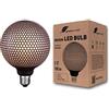 greenandco® Lampadina decorativa LED dimmerabile stile vintage nero (esagoni) E27 G125 4W 100lm 1800K (bianco molto caldo) 300° 230V, senza sfarfallio