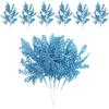 PATIKIL 24 Pz Aghi di Pino Artificiali da 10 Pollici, 24 Pz Steli di Pino Glitterati Rami di Natale Finti Foglie di Ramo Floreale Finto Scelte di Cedro Spruzzi per Albero Bouquet , Blu