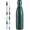 Volhoply Borraccia termica in acciaio inox, da 500 ml, a doppia parete, mantiene il freddo per 24 ore e il caldo per 12 ore, disponibile in confezioni da 1, 4 o 8 (colore verde militare, 1 confezione)